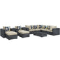 Summon Ten PCS Outdoor Patio Sunbrella Sectional Set, Beige, Rattan 11193