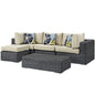 Summon Five PCS Outdoor Patio Sunbrella Sectional Set, Beige, Rattan 11199