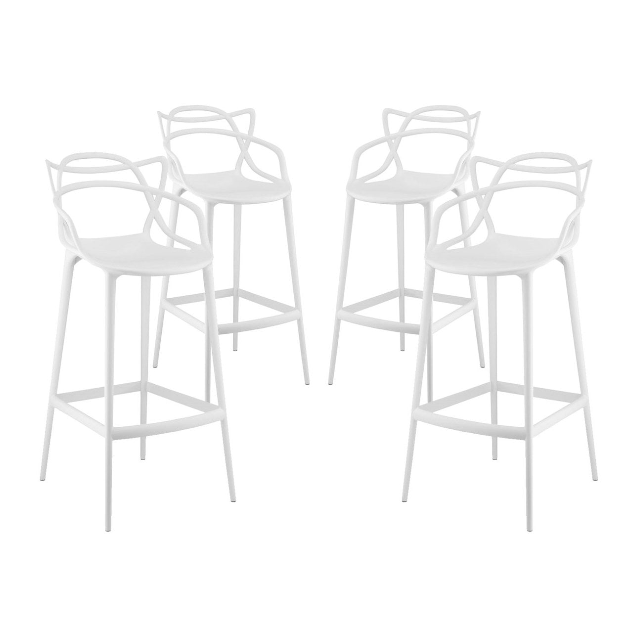 Entangled Bar Stool Set of 4, White, Plastic 11219