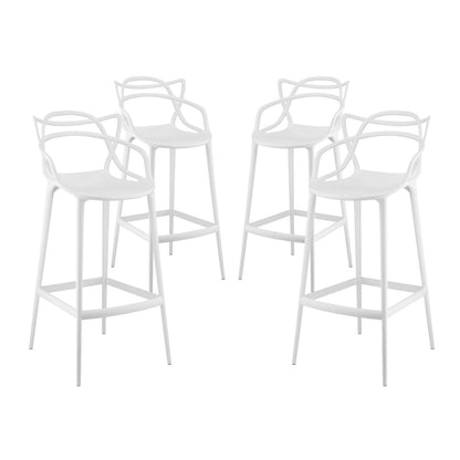 Entangled Bar Stool Set of 4, White, Plastic 11219
