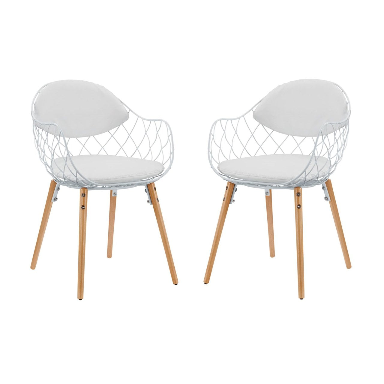 Basket Dining Set Set of 2, White, Metal 11230