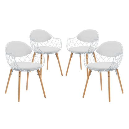 Basket Dining Set Set of 4, White, Metal 11231