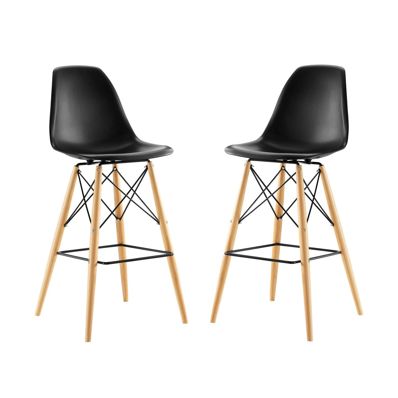 Pyramid Dining Side Bar Stool Set of 2, Black, Plastic 11263