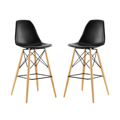 Pyramid Dining Side Bar Stool Set of 2, Black, Plastic 11263