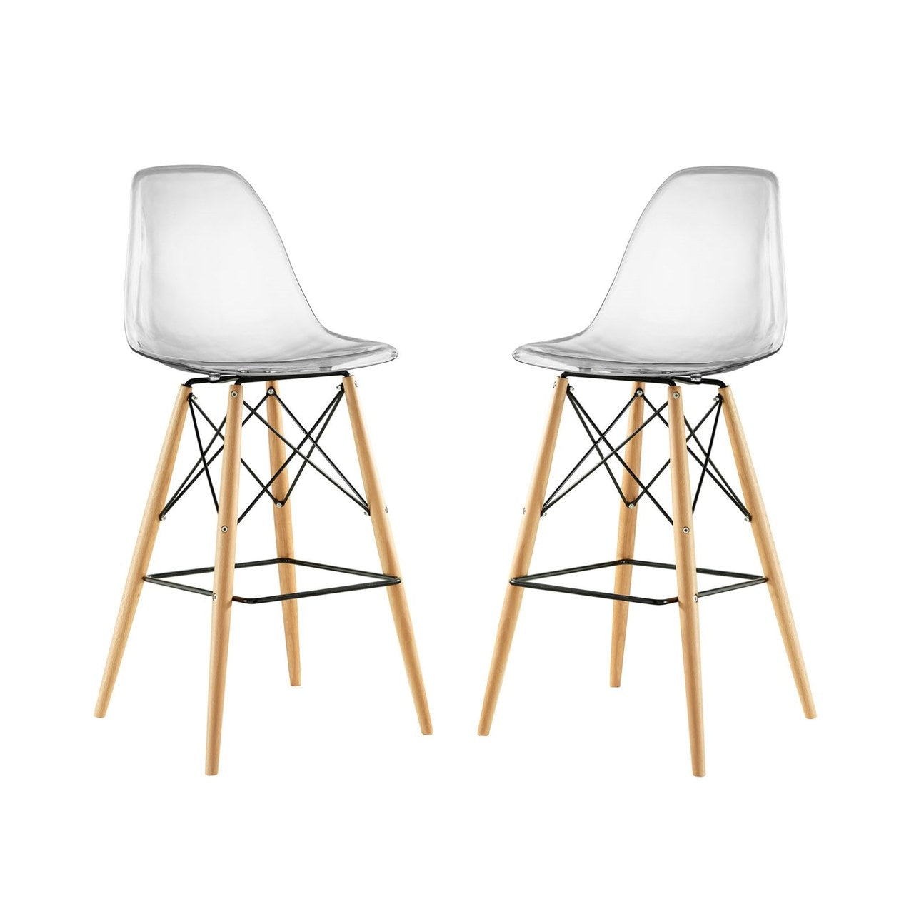 Pyramid Dining Side Bar Stool Set of 2, Clear, Plastic 11264