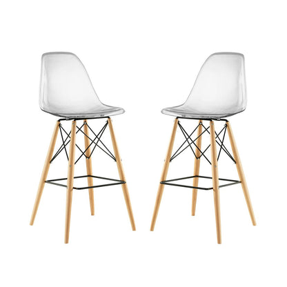 Pyramid Dining Side Bar Stool Set of 2, Clear, Plastic 11264