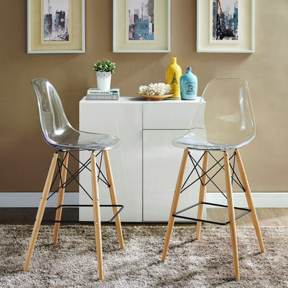 Pyramid Dining Side Bar Stool Set of 2, Clear, Plastic 11264