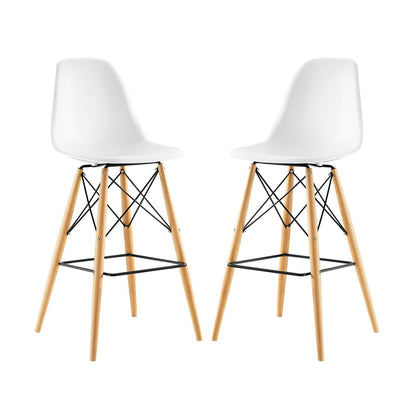 Pyramid Dining Side Bar Stool Set of 2, White, Plastic 11269