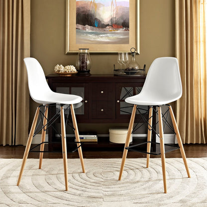 Pyramid Dining Side Bar Stool Set of 2, White, Plastic 11269