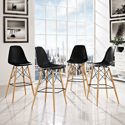 Pyramid Dining Side Bar Stool Set of 4, Black, Plastic 11270