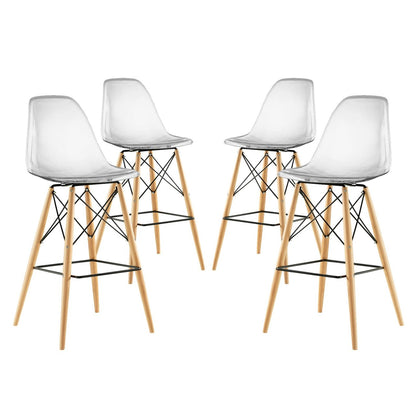 Pyramid Dining Side Bar Stool Set of 4, Clear, Plastic 11271