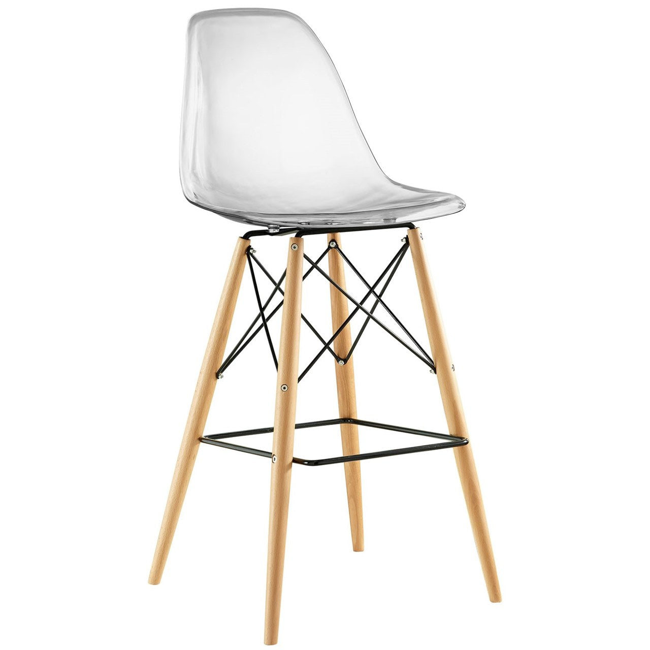 Pyramid Dining Side Bar Stool Set of 4, Clear, Plastic 11271