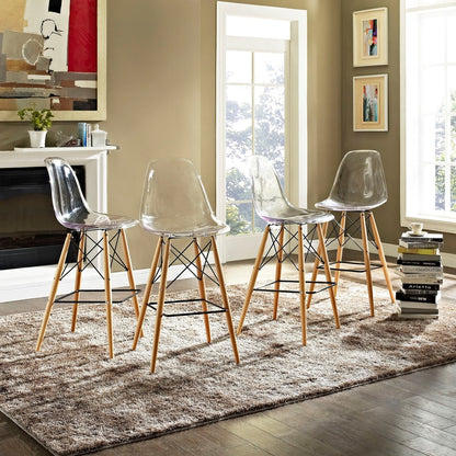 Pyramid Dining Side Bar Stool Set of 4, Clear, Plastic 11271