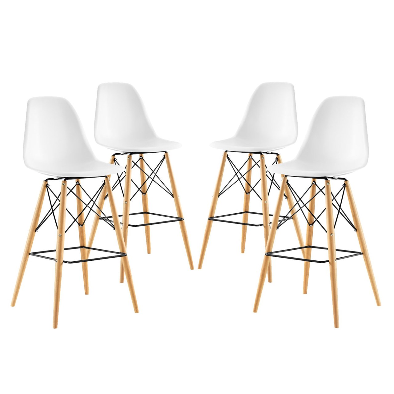 Pyramid Dining Side Bar Stool Set of 4, White, Plastic 11276
