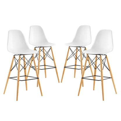 Pyramid Dining Side Bar Stool Set of 4, White, Plastic 11276