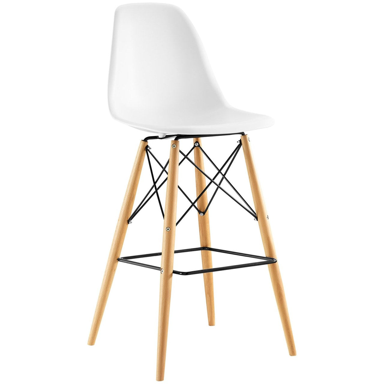 Pyramid Dining Side Bar Stool Set of 4, White, Plastic 11276