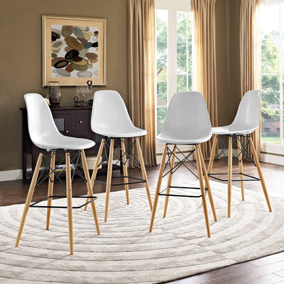Pyramid Dining Side Bar Stool Set of 4, White, Plastic 11276