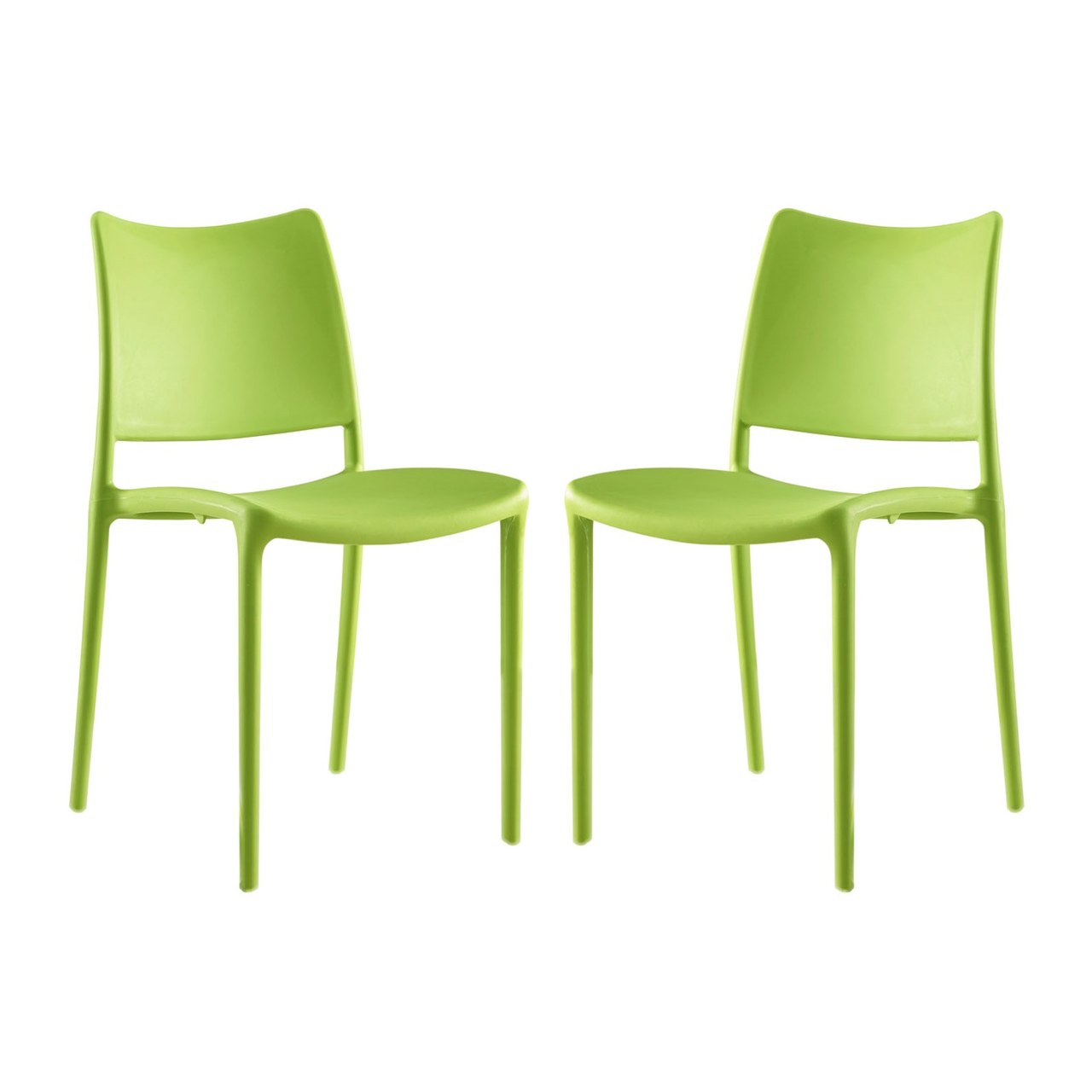 Hipster Dining Side Chair Set of 2, Green, Plastic 11277