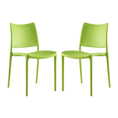 Hipster Dining Side Chair Set of 2, Green, Plastic 11277
