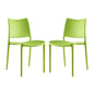 Hipster Dining Side Chair Set of 2, Green, Plastic 11277