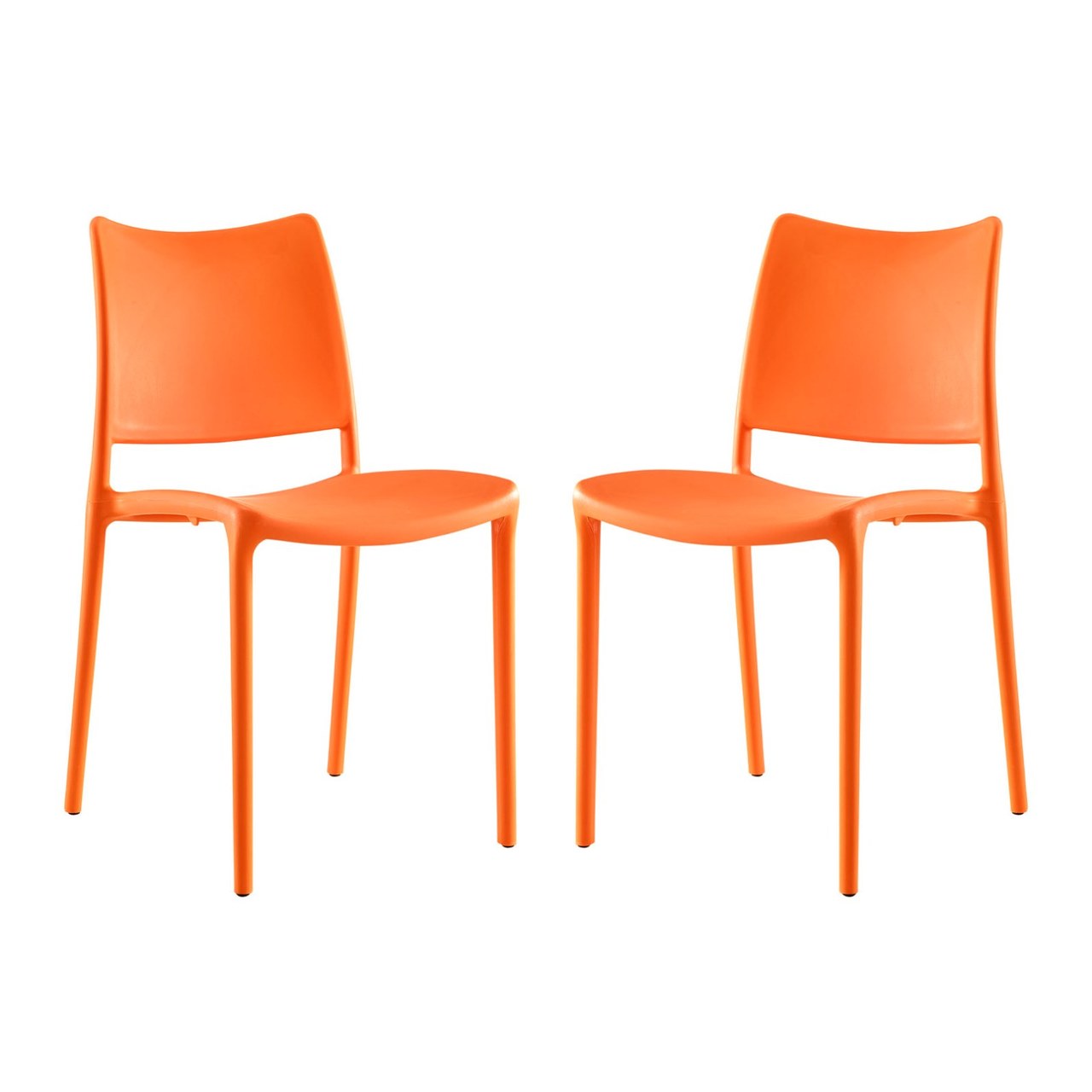 Hipster Dining Side Chair Set of 2, Orange, Plastic 11278