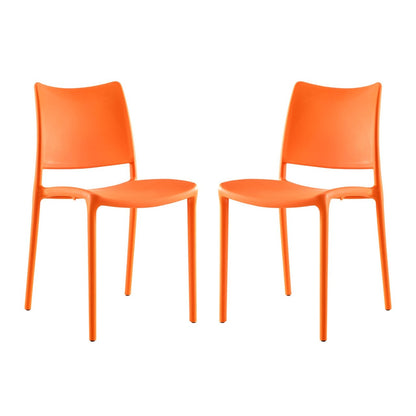 Hipster Dining Side Chair Set of 2, Orange, Plastic 11278