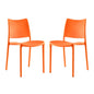 Hipster Dining Side Chair Set of 2, Orange, Plastic 11278