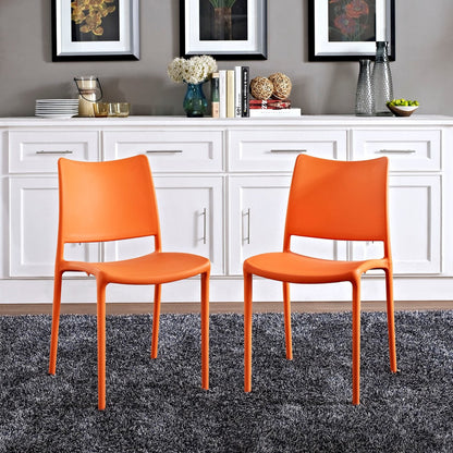 Hipster Dining Side Chair Set of 2, Orange, Plastic 11278