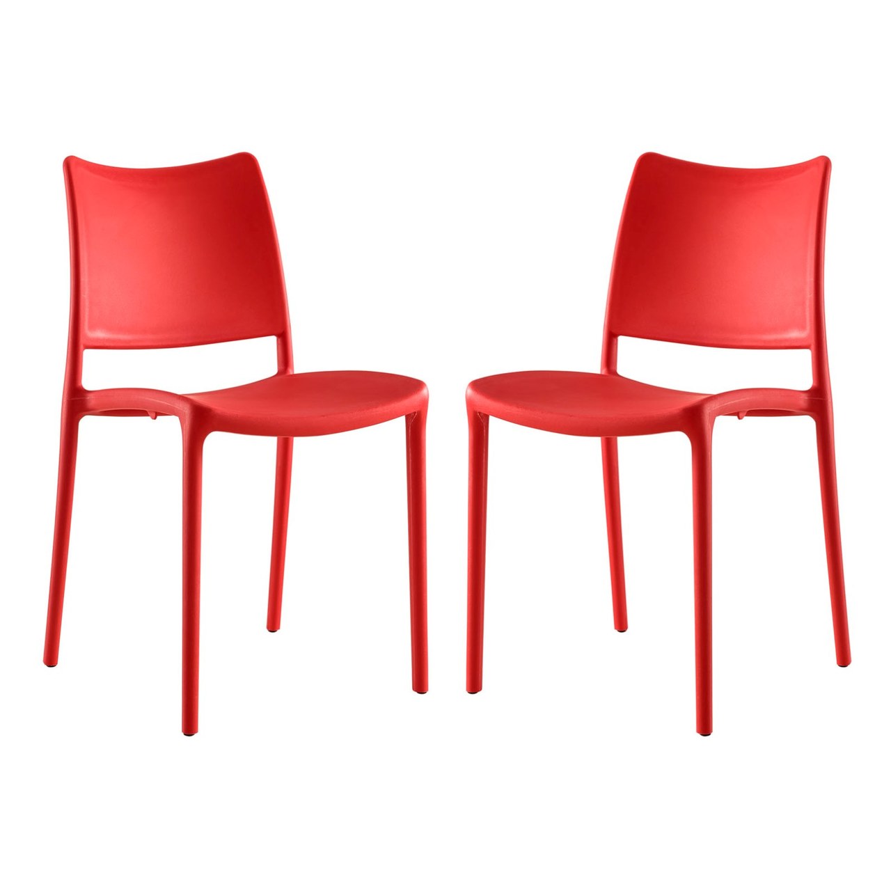 Hipster Dining Side Chair Set of 2, Red, Plastic 11279