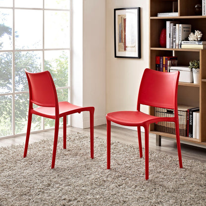 Hipster Dining Side Chair Set of 2, Red, Plastic 11279