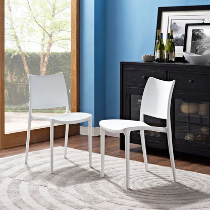 Hipster Dining Side Chair Set of 2, White, Plastic 11280