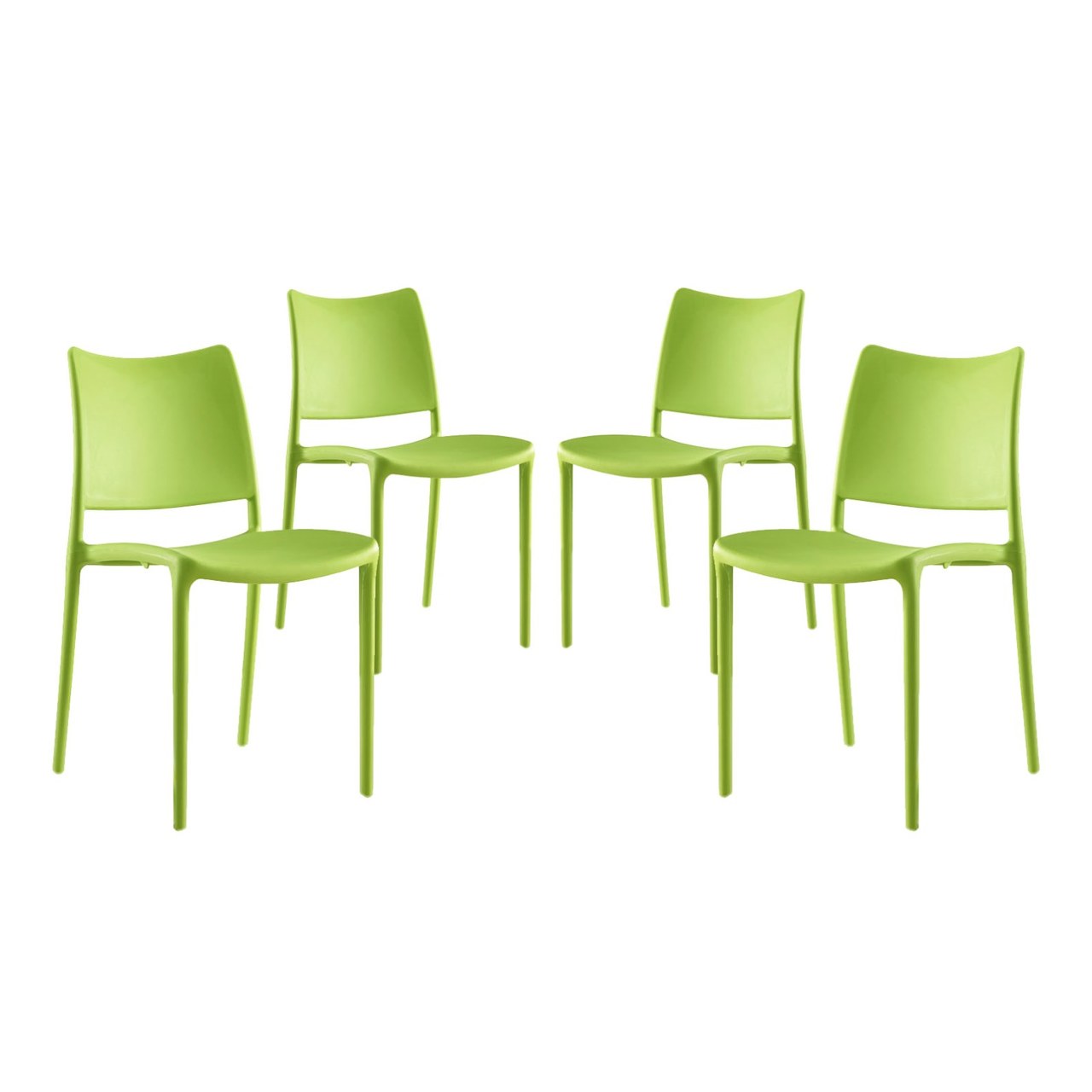 Hipster Dining Side Chair Set of 4, Green, Plastic 11281