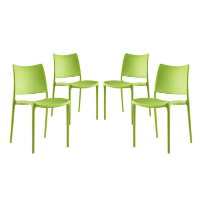 Hipster Dining Side Chair Set of 4, Green, Plastic 11281