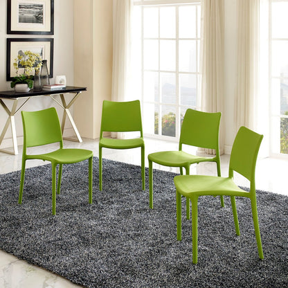 Hipster Dining Side Chair Set of 4, Green, Plastic 11281