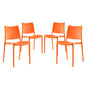 Hipster Dining Side Chair Set of 4, Orange, Plastic 11282