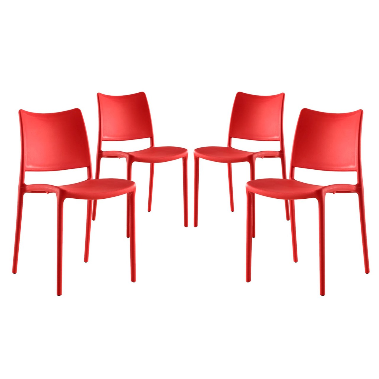 Hipster Dining Side Chair Set of 4, Red, Plastic 11283