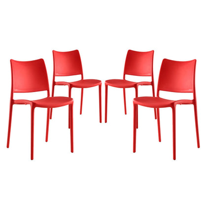 Hipster Dining Side Chair Set of 4, Red, Plastic 11283