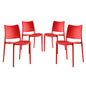 Hipster Dining Side Chair Set of 4, Red, Plastic 11283