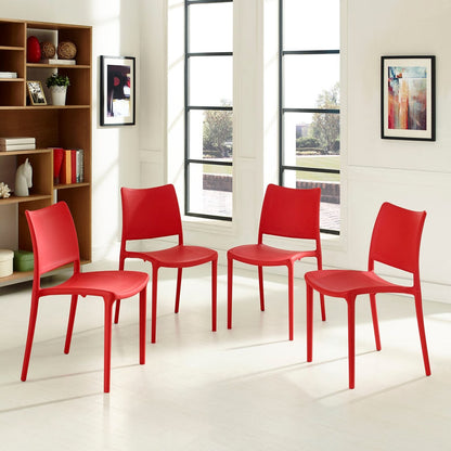 Hipster Dining Side Chair Set of 4, Red, Plastic 11283