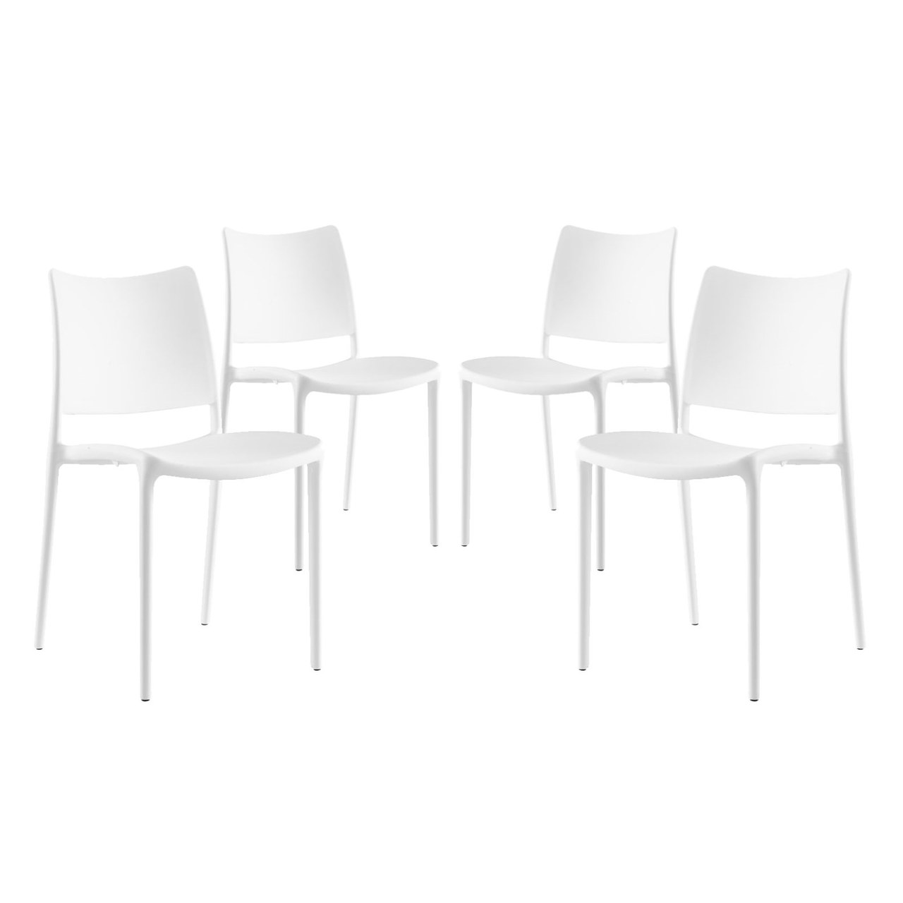 Hipster Dining Side Chair Set of 4, White, Plastic 11284