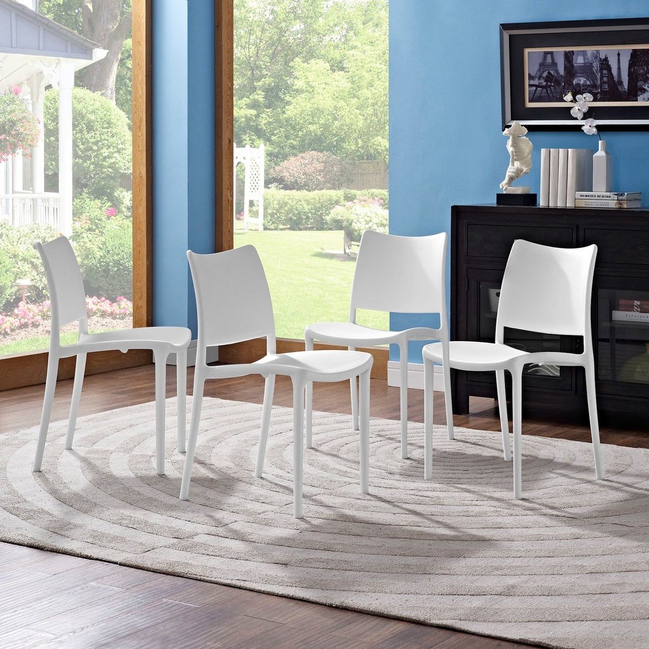 Hipster Dining Side Chair Set of 4, White, Plastic 11284