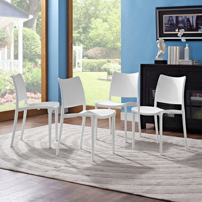 Hipster Dining Side Chair Set of 4, White, Plastic 11284