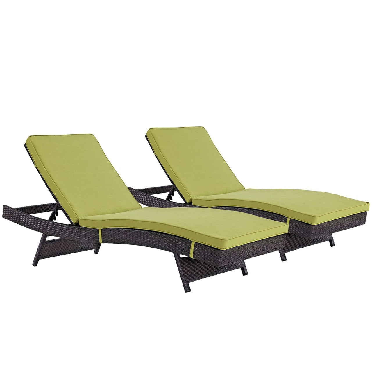 Convene Chaise Outdoor Patio Set of 2, Green, Rattan 11289