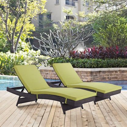 Convene Chaise Outdoor Patio Set of 2, Green, Rattan 11289