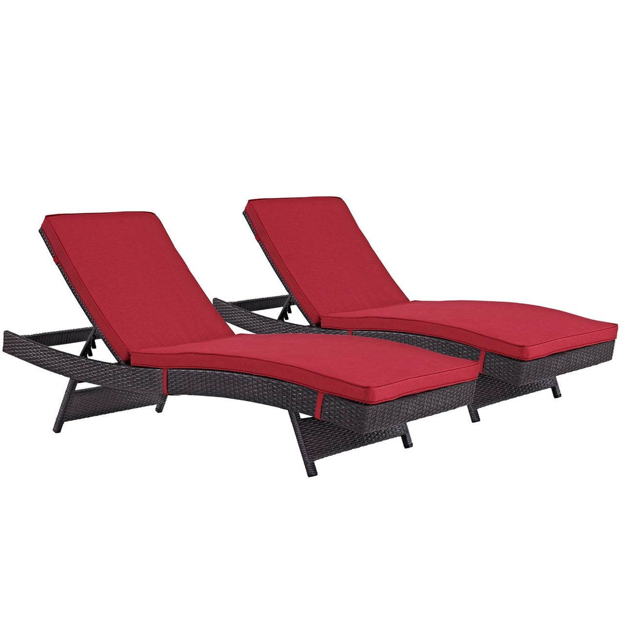 Convene Chaise Outdoor Patio Set of 2, Red, Rattan 11290