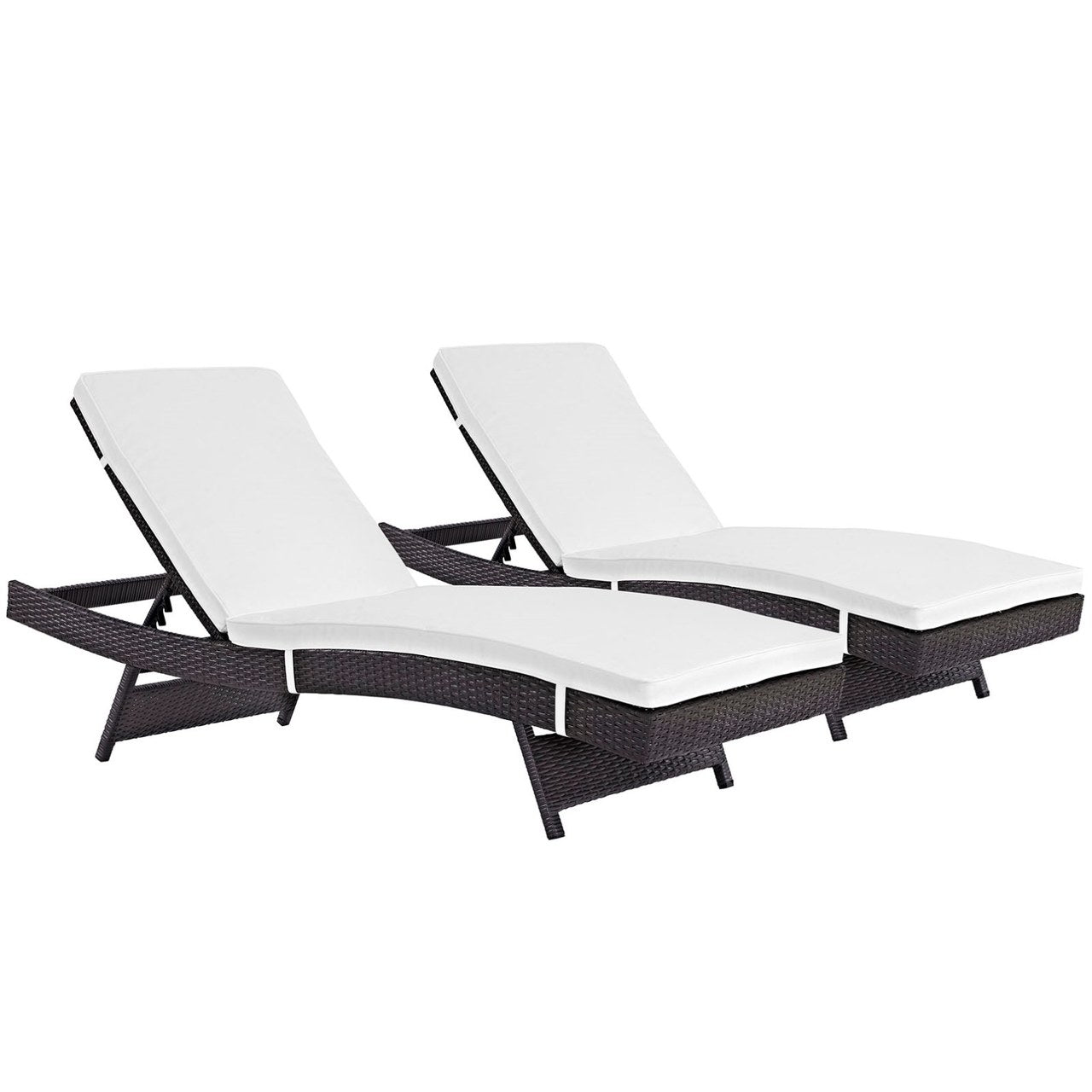 Convene Chaise Outdoor Patio Set of 2, White, Rattan 11292