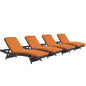 Convene Chaise Outdoor Patio Set of 4, Orange, Rattan 11294