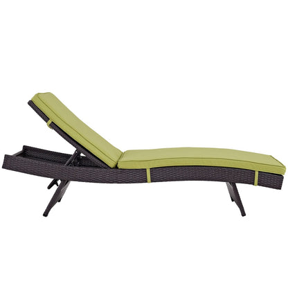 Convene Chaise Outdoor Patio Set of 4, Green, Rattan 11295