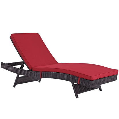 Convene Chaise Outdoor Patio Set of 4, Red, Rattan 11296