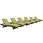 Convene Chaise Outdoor Patio Set of 6, Green, Rattan 11301